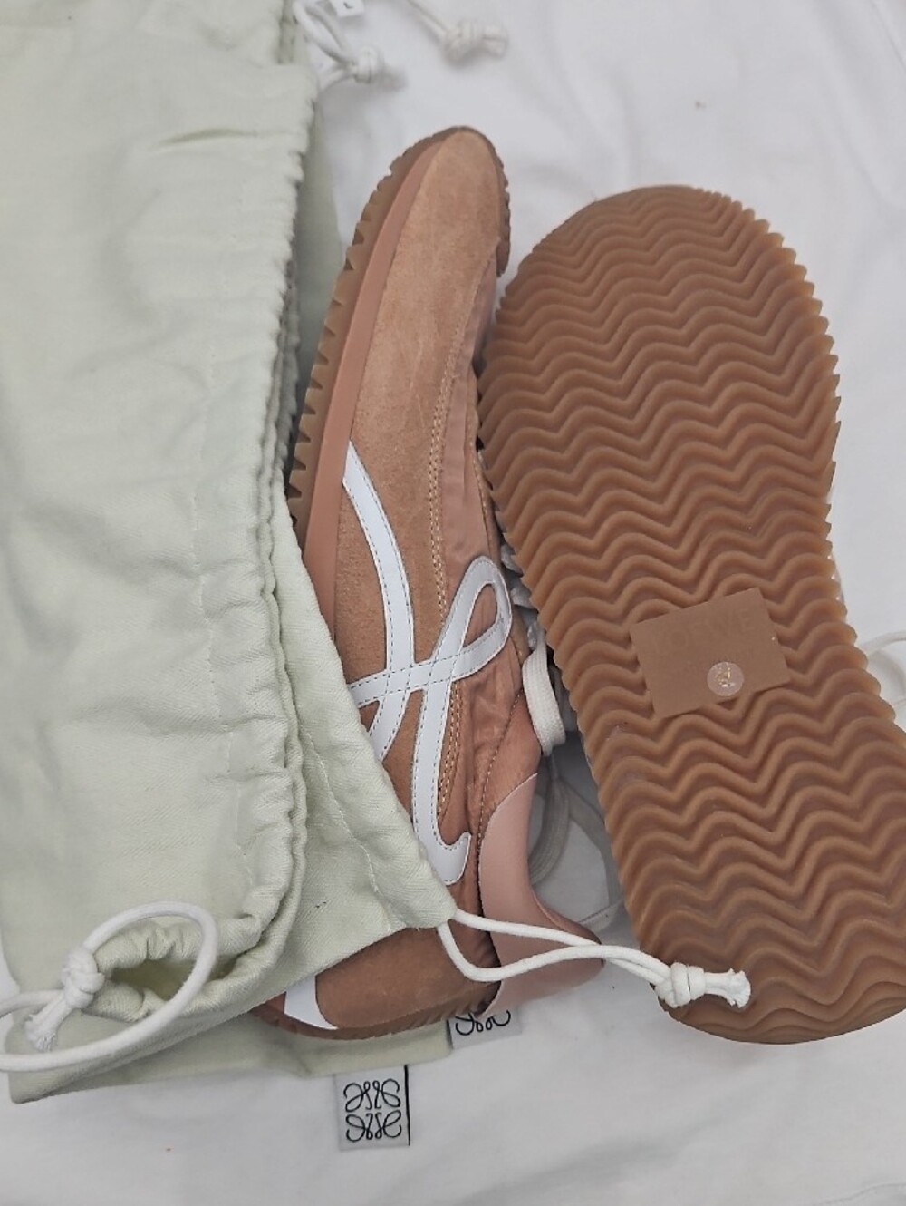 Loewe Women's Pink Suede & Nylon Sneakers - Picture 6 of 7